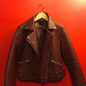Burgundy Faux Leather Jacket